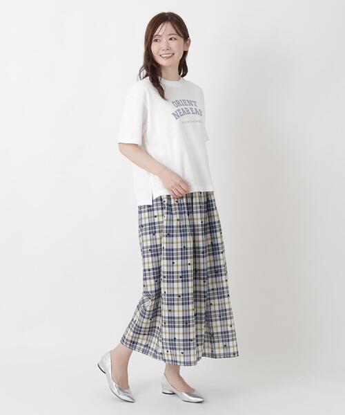 one'sterrace（ワンズテラス）の「コットン ワイドプリント Tシャツ A（Tシャツ/カットソー・レディース・ブラック系8/アイボリー系8/ライトグリーン系/ネイビー系5/ブラウン系8・02）」の10枚目の写真