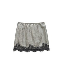 Banding Lace Satin Skirt_ Gray