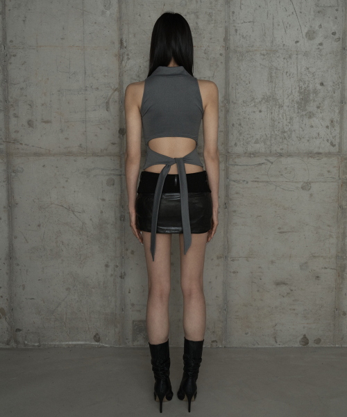 ETRE AU SOMMET(エトレオソメ)の「Front Zipper Belt Leather Skirt Pants (Black)(スカート・レディース・ブラック・FREE)」の6枚目の写真