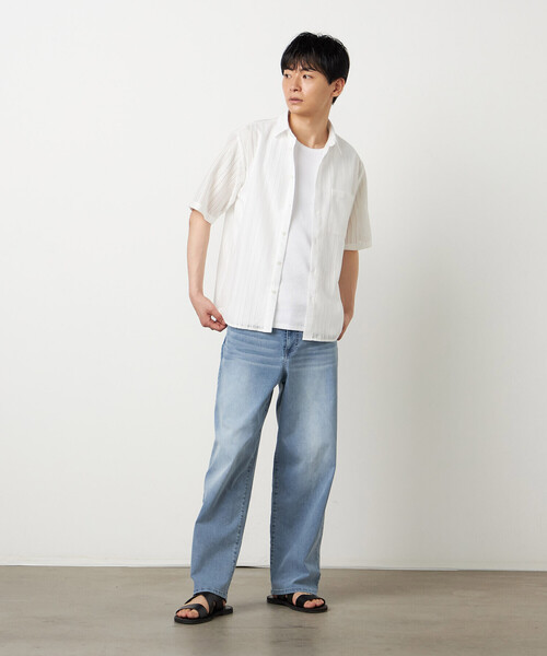 COMME CA ISM(コムサイズム)の「トリコットレース ショートポイントカラー 半袖シャツ(シャツ/ブラウス・メンズ・ブラック/ホワイト・LARGE/MEDIUM)」の4枚目の写真