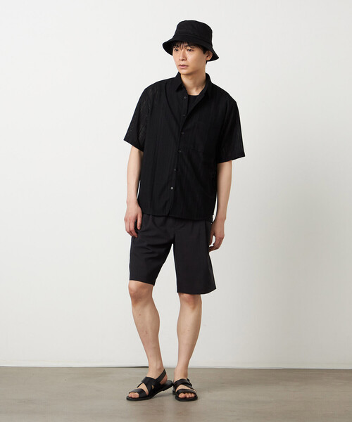 COMME CA ISM(コムサイズム)の「トリコットレース ショートポイントカラー 半袖シャツ(シャツ/ブラウス・メンズ・ブラック/ホワイト・LARGE/MEDIUM)」の6枚目の写真