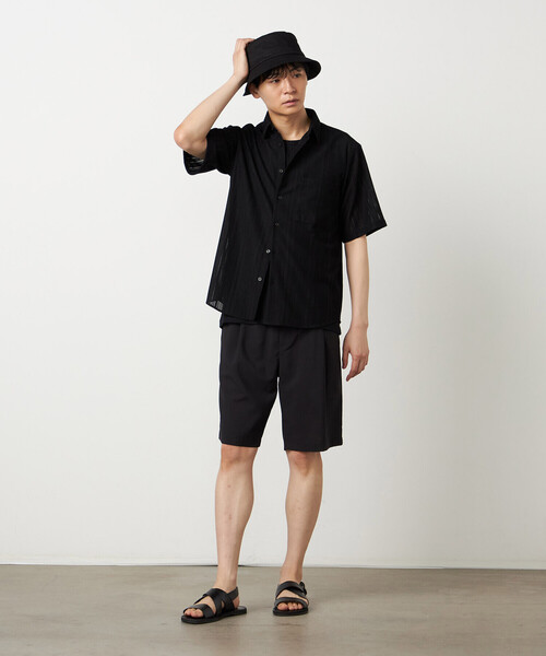 COMME CA ISM(コムサイズム)の「トリコットレース ショートポイントカラー 半袖シャツ(シャツ/ブラウス・メンズ・ブラック/ホワイト・LARGE/MEDIUM)」の7枚目の写真