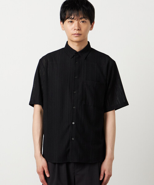 COMME CA ISM(コムサイズム)の「トリコットレース ショートポイントカラー 半袖シャツ(シャツ/ブラウス・メンズ・ブラック/ホワイト・LARGE/MEDIUM)」の9枚目の写真