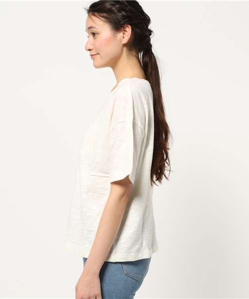 OUTLET(アウトレット)の「【Discoat Parisien】粗杢ポケ付T(Tシャツ/カットソー・レディース・オフホワイト/チャコールグレー/杢グレー・FREE)」の5枚目の写真