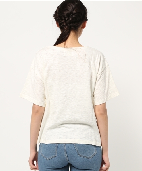OUTLET(アウトレット)の「【Discoat Parisien】粗杢ポケ付T(Tシャツ/カットソー・レディース・オフホワイト/チャコールグレー/杢グレー・FREE)」の6枚目の写真