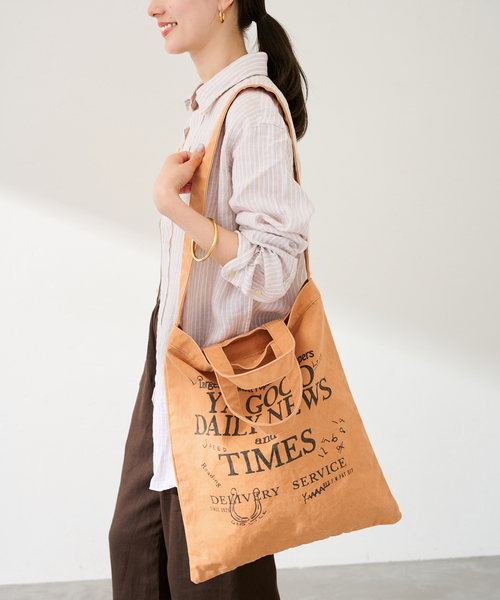 FRAMeWORK(フレームワーク)の「≪WEB限定 / 追加≫YA GOOD IDEAS YA GOOD DAILY NEWS TIMES 2(トートバッグ・レディース・ブラウン/オレンジ/アイボリー・FREE)」の21枚目の写真