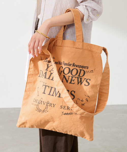 FRAMeWORK(フレームワーク)の「≪WEB限定 / 追加≫YA GOOD IDEAS YA GOOD DAILY NEWS TIMES 2(トートバッグ・レディース・ブラウン/オレンジ/アイボリー・FREE)」の22枚目の写真