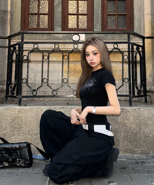 FUNdaysion(ファンデイション)の「プリントハートTシャツ(Tシャツ/カットソー・レディース・ブラック・M)」の8枚目の写真