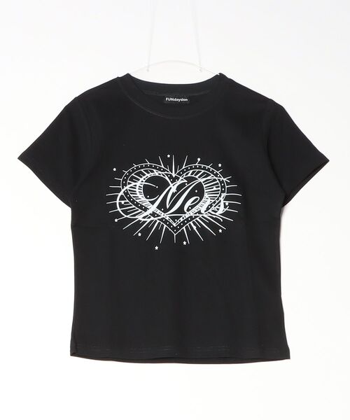 FUNdaysion(ファンデイション)の「プリントハートTシャツ(Tシャツ/カットソー・レディース・ブラック・M)」の3枚目の写真