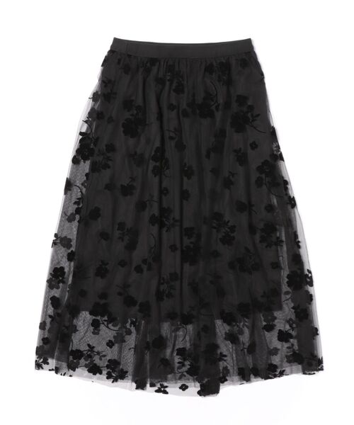 Pittok(ピットク)の「フラワーフロッキープリント チュールレーススカート(スカート・レディース・ベージュ/ブラック・MEDIUM)」の14枚目の写真