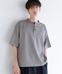 ワッフルヘンリーネックドローコードTシャツ
