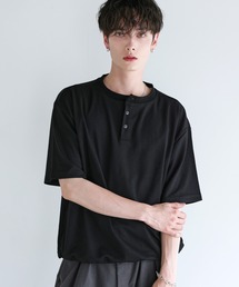 ワッフルヘンリーネックドローコードTシャツ
