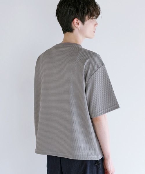 ETELIO(エテリオ)の「ワッフルヘンリーネックドローコードTシャツ(Tシャツ/カットソー・メンズ・チャコール/グレー/ブラック・L/M/XL/S)」の18枚目の写真