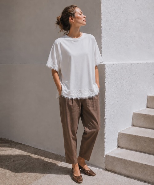 Brown&Street(ブラウンアンドストリート)の「【華やか】 レースバランスT(Tシャツ/カットソー・レディース・ホワイト/ブラック・FREE)」の4枚目の写真