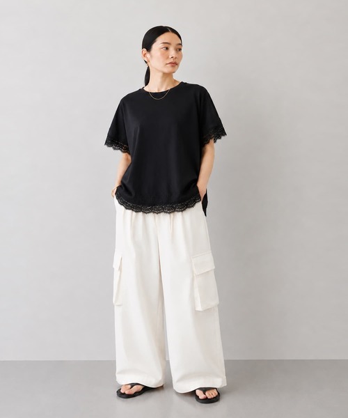 Brown&Street(ブラウンアンドストリート)の「【華やか】 レースバランスT(Tシャツ/カットソー・レディース・ホワイト/ブラック・FREE)」の5枚目の写真