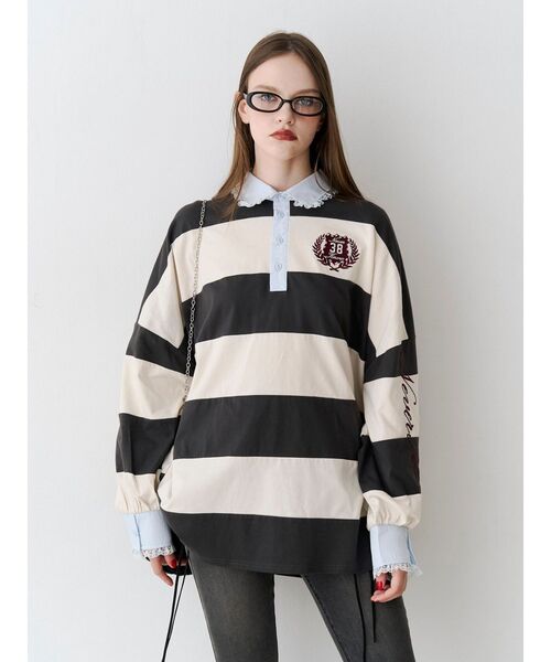 jouetie(ジュエティ)の「レースカラーラガーチュニック(Tシャツ/カットソー・レディース・グレー/ブラック/ボルドー・FREE)」の2枚目の写真