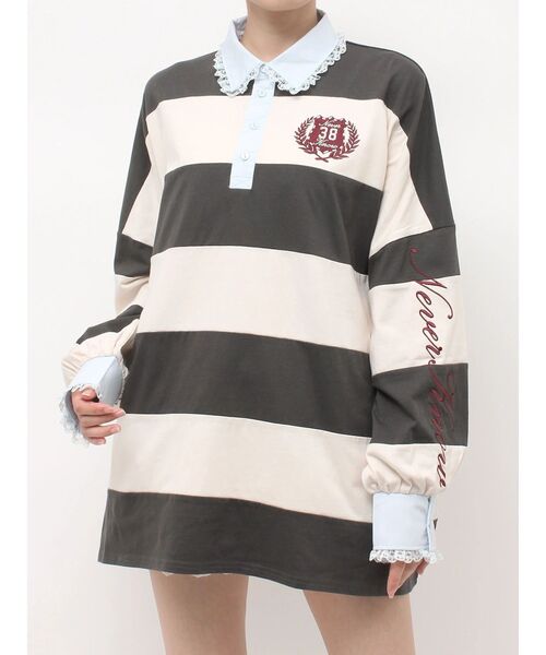 jouetie(ジュエティ)の「レースカラーラガーチュニック(Tシャツ/カットソー・レディース・グレー/ブラック/ボルドー・FREE)」の9枚目の写真