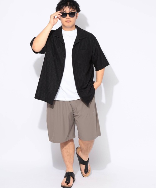 B&T CLUB(ビーティークラブ)の「シャツ 半袖 メンズ 大きいサイズ ソフトタッチ ニットレース 波柄 開襟シャツ B&T CLUB (ビーアンドティークラブ)(シャツ/ブラウス・メンズ・ブラック/ダークグレー・X3(6L~7L)/X2(4L~5L)/X1(3L~4L)/X4(8L~9L))」の13枚目の写真