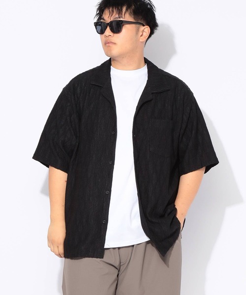 B&T CLUB(ビーティークラブ)の「シャツ 半袖 メンズ 大きいサイズ ソフトタッチ ニットレース 波柄 開襟シャツ B&T CLUB (ビーアンドティークラブ)(シャツ/ブラウス・メンズ・ブラック/ダークグレー・X3(6L~7L)/X2(4L~5L)/X1(3L~4L)/X4(8L~9L))」の15枚目の写真
