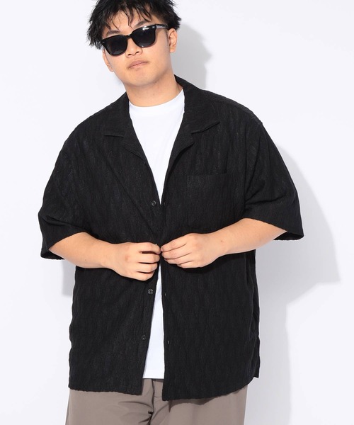 B&T CLUB(ビーティークラブ)の「シャツ 半袖 メンズ 大きいサイズ ソフトタッチ ニットレース 波柄 開襟シャツ B&T CLUB (ビーアンドティークラブ)(シャツ/ブラウス・メンズ・ブラック/ダークグレー・X3(6L~7L)/X2(4L~5L)/X1(3L~4L)/X4(8L~9L))」の20枚目の写真