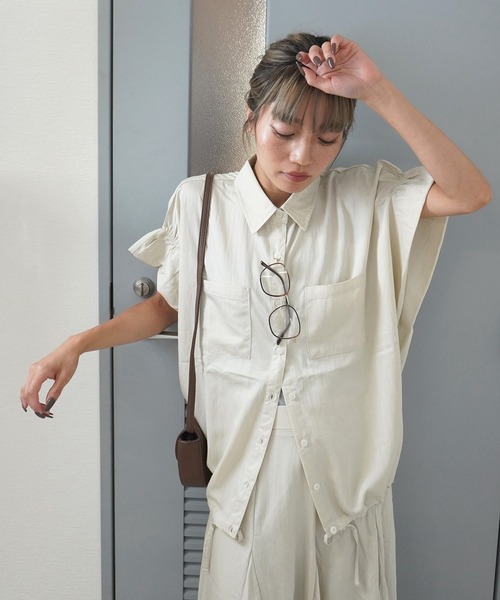 gossara(ゴサラ)の「【絞って楽しむ大人シャツ】ヴィンテージクロスシャツ(シャツ/ブラウス・レディース・ブラウン/アイボリー/ネイビー・FREE)」の9枚目の写真
