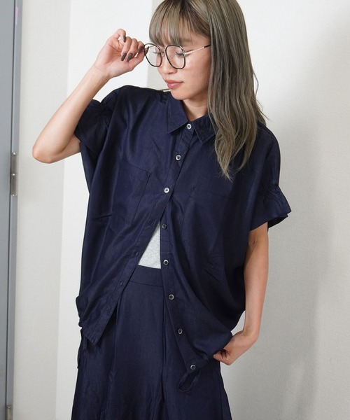 gossara(ゴサラ)の「【絞って楽しむ大人シャツ】ヴィンテージクロスシャツ(シャツ/ブラウス・レディース・ブラウン/アイボリー/ネイビー・FREE)」の13枚目の写真
