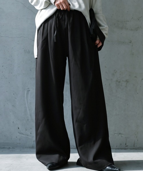 antiqua(アンティカ)の「ロング ワイドパンツ(その他パンツ・レディース・ブラック/グレー・S/L/M)」の2枚目の写真