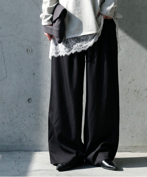 antiqua(アンティカ)の「ロング ワイドパンツ(その他パンツ・レディース・ブラック/グレー・S/L/M)」の12枚目の写真