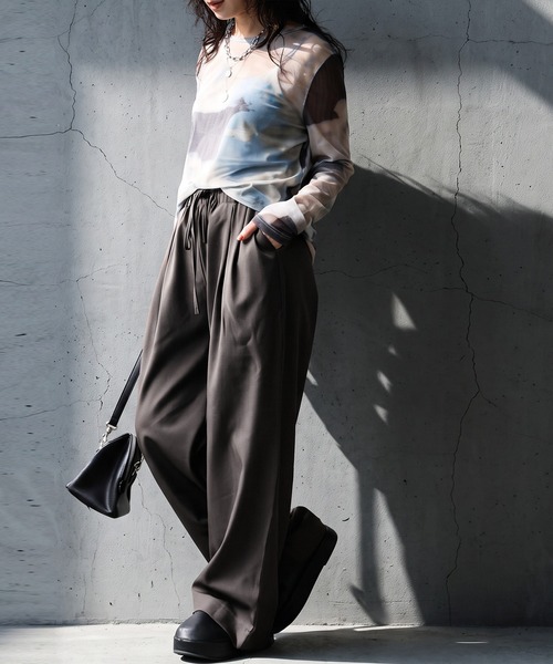antiqua(アンティカ)の「ロング ワイドパンツ(その他パンツ・レディース・ブラック/グレー・S/L/M)」の6枚目の写真