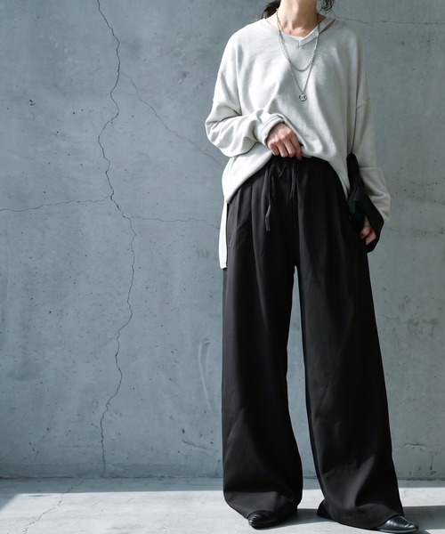 antiqua(アンティカ)の「ロング ワイドパンツ(その他パンツ・レディース・ブラック/グレー・S/L/M)」の13枚目の写真
