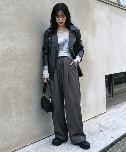 antiqua(アンティカ)の「ロング ワイドパンツ(その他パンツ・レディース・ブラック/グレー・S/L/M)」の8枚目の写真