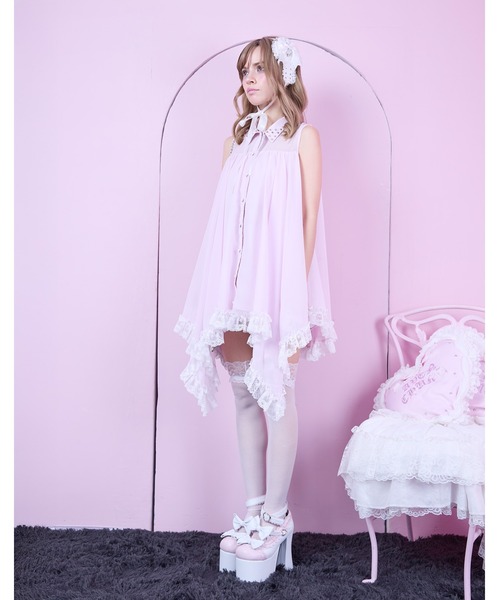 AVENCHUMU(アバンチュウム)の「I'm angel chiffon shirt onepiece(シャツワンピース・レディース・ブラック/ピンク/ベビーピンク・FREE)」の10枚目の写真