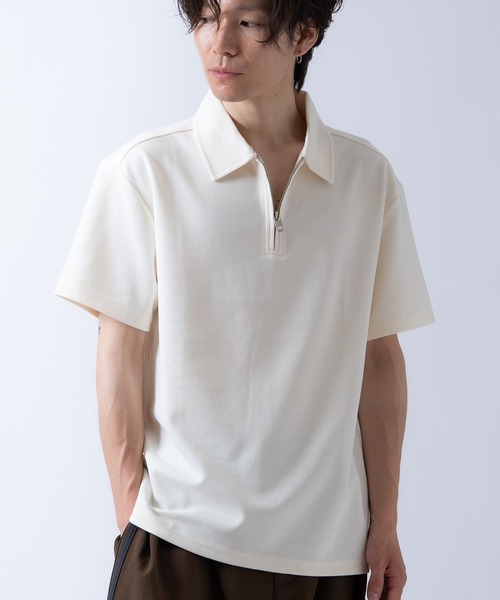 Crownor(クラウノアー)の「ハーフジップ 半袖シャツ(ポロシャツ・メンズ・ブラック/ベージュ/ホワイト・LARGE/MEDIUM)」の11枚目の写真