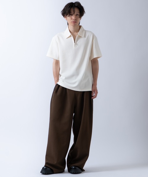 Crownor(クラウノアー)の「ハーフジップ 半袖シャツ(ポロシャツ・メンズ・ブラック/ベージュ/ホワイト・LARGE/MEDIUM)」の14枚目の写真