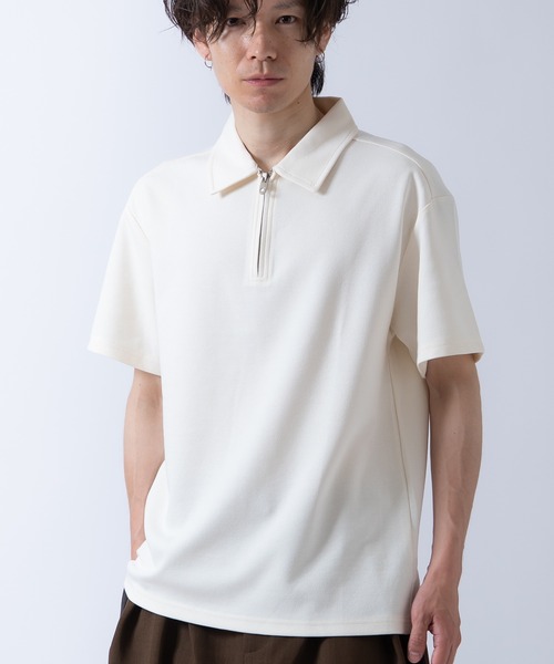 Crownor(クラウノアー)の「ハーフジップ 半袖シャツ(ポロシャツ・メンズ・ブラック/ベージュ/ホワイト・LARGE/MEDIUM)」の15枚目の写真