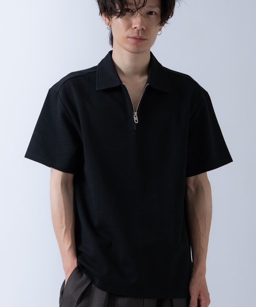 Crownor(クラウノアー)の「ハーフジップ 半袖シャツ(ポロシャツ・メンズ・ブラック/ベージュ/ホワイト・LARGE/MEDIUM)」の10枚目の写真