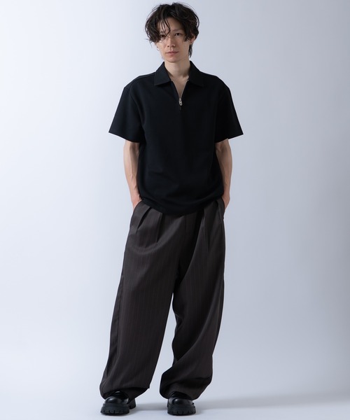 Crownor(クラウノアー)の「ハーフジップ 半袖シャツ(ポロシャツ・メンズ・ブラック/ベージュ/ホワイト・LARGE/MEDIUM)」の6枚目の写真
