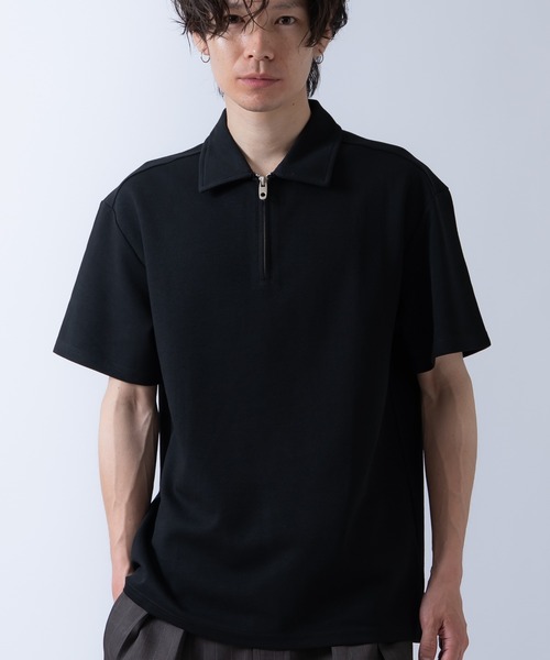 Crownor(クラウノアー)の「ハーフジップ 半袖シャツ(ポロシャツ・メンズ・ブラック/ベージュ/ホワイト・LARGE/MEDIUM)」の7枚目の写真