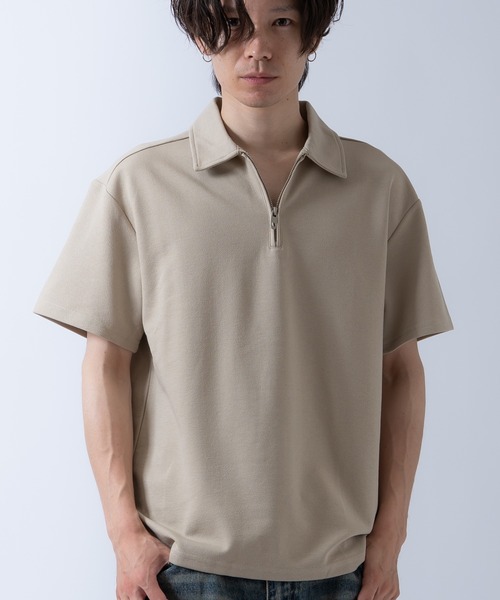 Crownor(クラウノアー)の「ハーフジップ 半袖シャツ(ポロシャツ・メンズ・ブラック/ベージュ/ホワイト・LARGE/MEDIUM)」の8枚目の写真