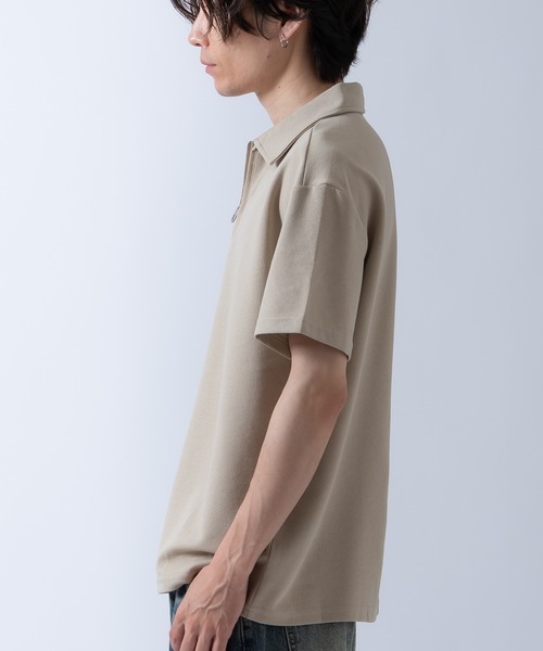 Crownor(クラウノアー)の「ハーフジップ 半袖シャツ(ポロシャツ・メンズ・ブラック/ベージュ/ホワイト・LARGE/MEDIUM)」の9枚目の写真