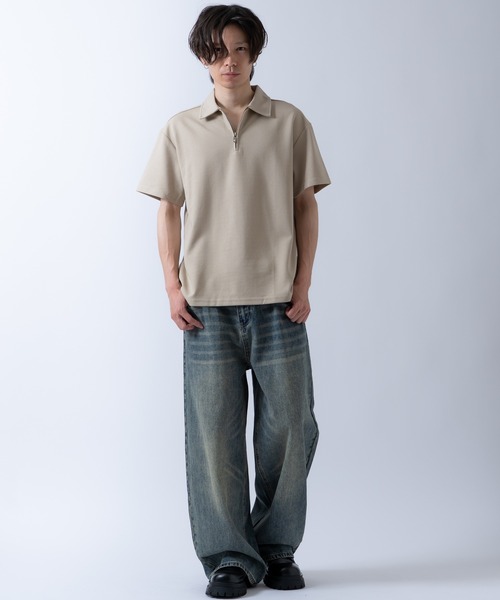 Crownor(クラウノアー)の「ハーフジップ 半袖シャツ(ポロシャツ・メンズ・ブラック/ベージュ/ホワイト・LARGE/MEDIUM)」の17枚目の写真