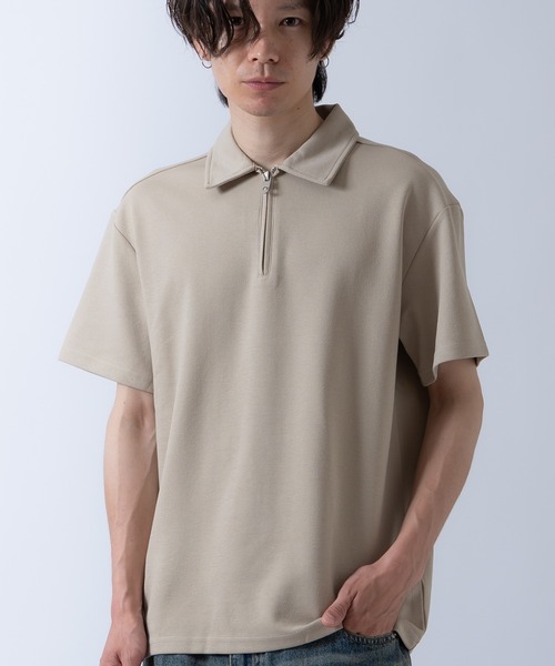 Crownor(クラウノアー)の「ハーフジップ 半袖シャツ(ポロシャツ・メンズ・ブラック/ベージュ/ホワイト・LARGE/MEDIUM)」の18枚目の写真