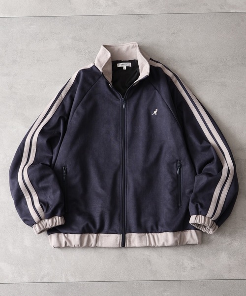 KANGOL(カンゴール)の「【KANGOL/カンゴール】別注 ポンチスエードトラックジャケット(ジャージ・メンズ・チャコールグレー/ネイビー/アイボリー/ピンク・M/L/LL)」の3枚目の写真