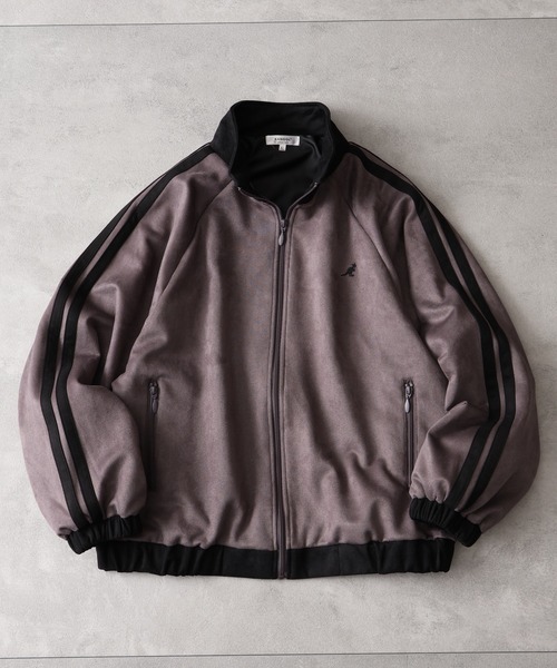 KANGOL(カンゴール)の「【KANGOL/カンゴール】別注 ポンチスエードトラックジャケット(ジャージ・メンズ・チャコールグレー/ネイビー/アイボリー/ピンク・M/L/LL)」の2枚目の写真