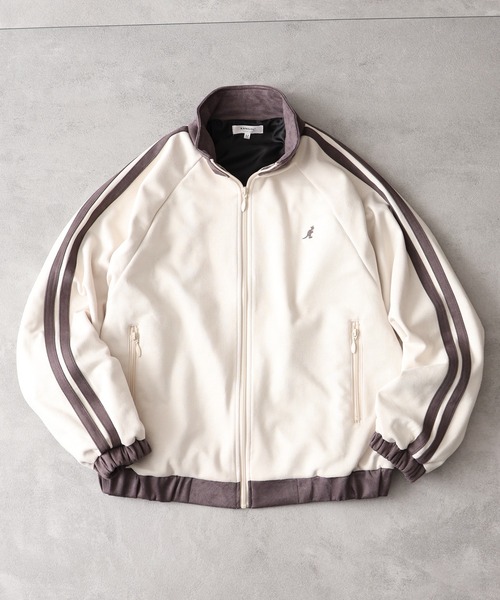 KANGOL(カンゴール)の「【KANGOL/カンゴール】別注 ポンチスエードトラックジャケット(ジャージ・メンズ・チャコールグレー/ネイビー/アイボリー/ピンク・M/L/LL)」の1枚目の写真