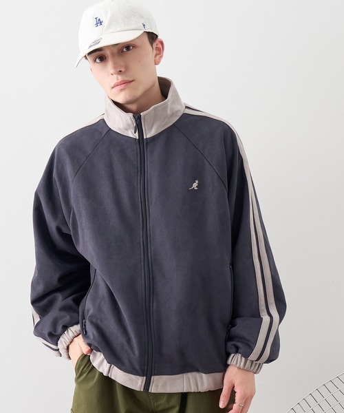 KANGOL(カンゴール)の「【KANGOL/カンゴール】別注 ポンチスエードトラックジャケット(ジャージ・メンズ・チャコールグレー/ネイビー/アイボリー/ピンク・M/L/LL)」の9枚目の写真