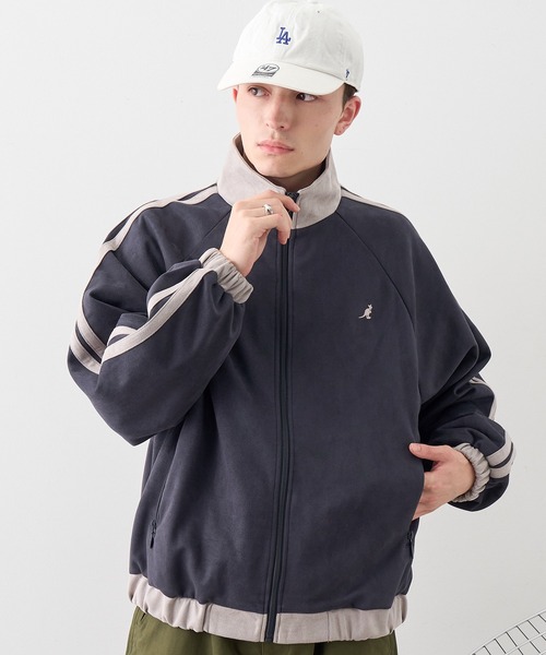 KANGOL(カンゴール)の「【KANGOL/カンゴール】別注 ポンチスエードトラックジャケット(ジャージ・メンズ・チャコールグレー/ネイビー/アイボリー/ピンク・M/L/LL)」の7枚目の写真
