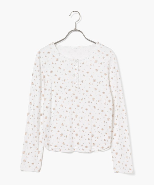 Honeys（ハニーズ）の「小花柄ヘンリートップス（Tシャツ/カットソー・レディース・ホワイト系その他2/グレー系その他3/グレー系その他2/イエロー系その他2・L/S/M）」の7枚目の写真