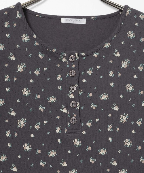 Honeys（ハニーズ）の「小花柄ヘンリートップス（Tシャツ/カットソー・レディース・ホワイト系その他2/グレー系その他3/グレー系その他2/イエロー系その他2・L/S/M）」の14枚目の写真