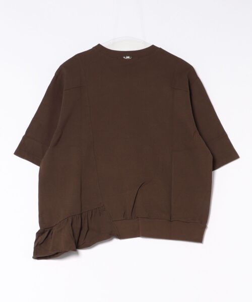 H.A.K(ハク)の「ギザコットン25/40ソフト天竺アシンメトリーフリルTシャツ(Tシャツ/カットソー・レディース・ブラウン/ブラック/キャメル・FREE)」の4枚目の写真